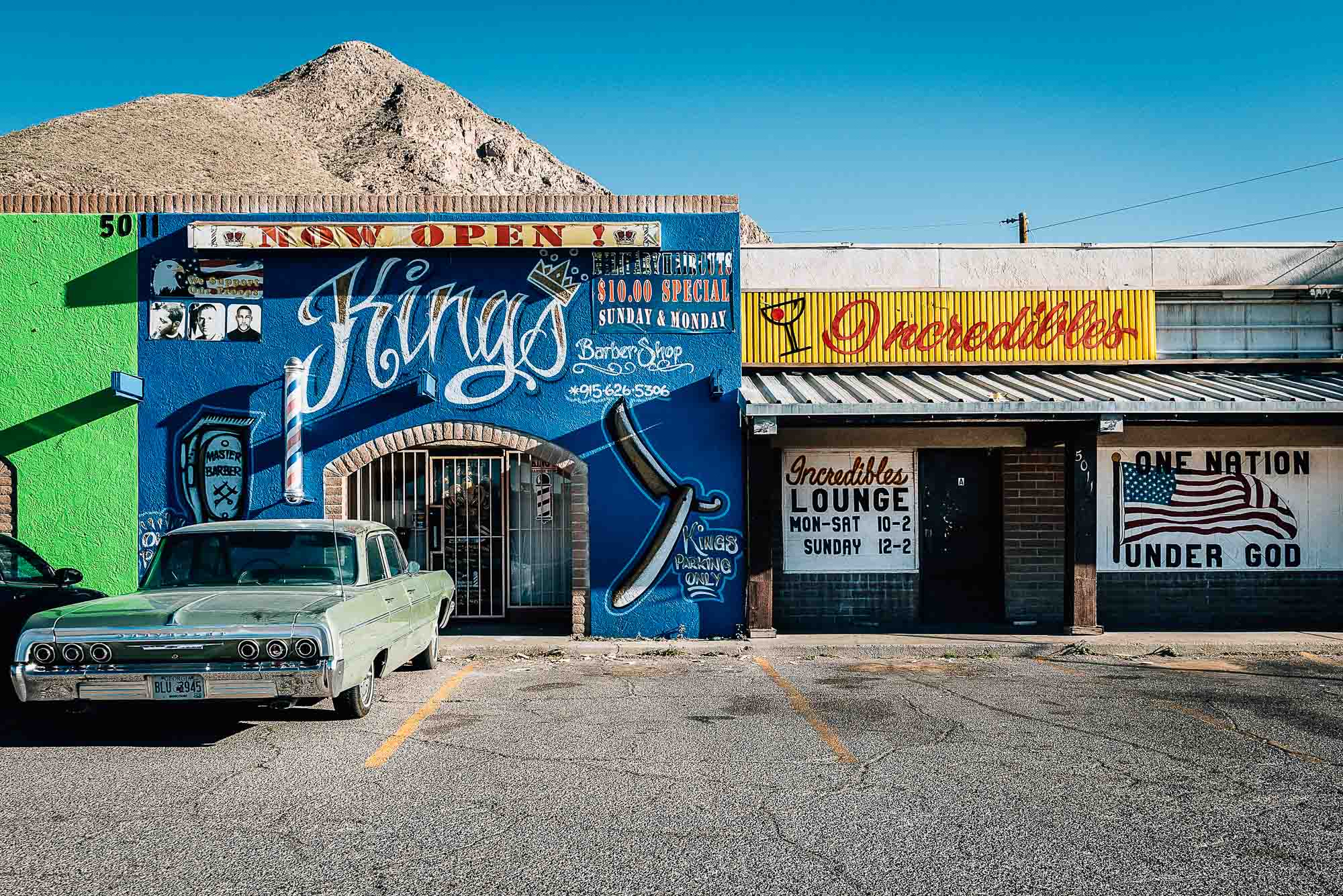 Kings and Incredibles - Two El-Paso-TX bars with vintage car.