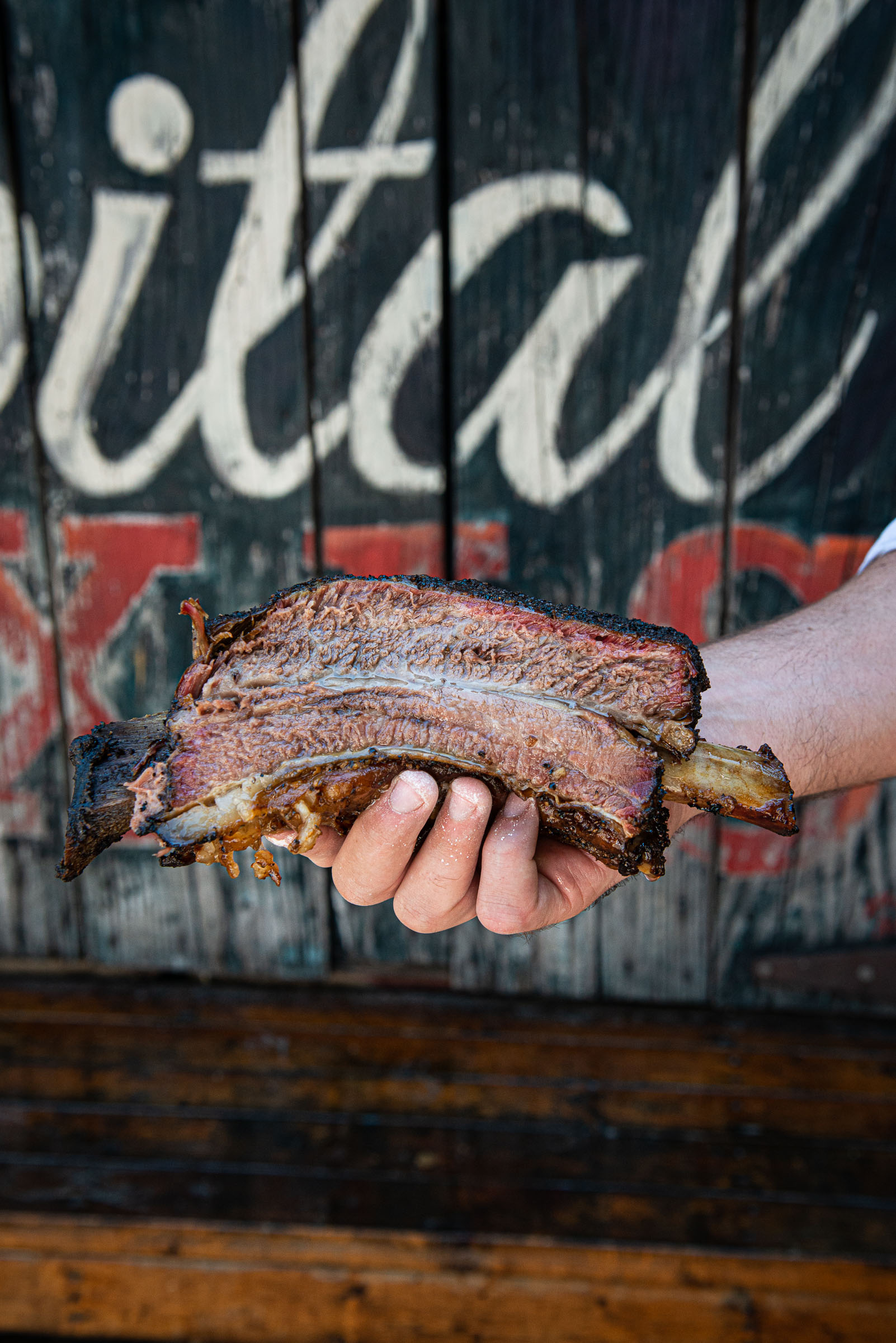 Portrait of a juicy Beef Rib - at Terry-Blacks-BBQ-Austin-TX