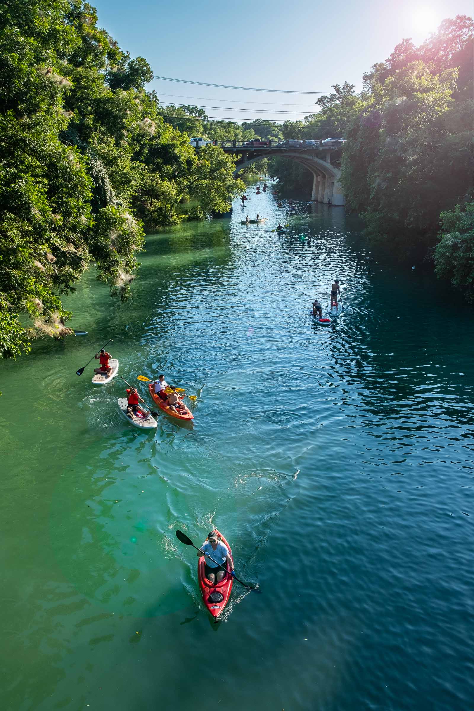 Canoeists on Town Lake in Austin Texas