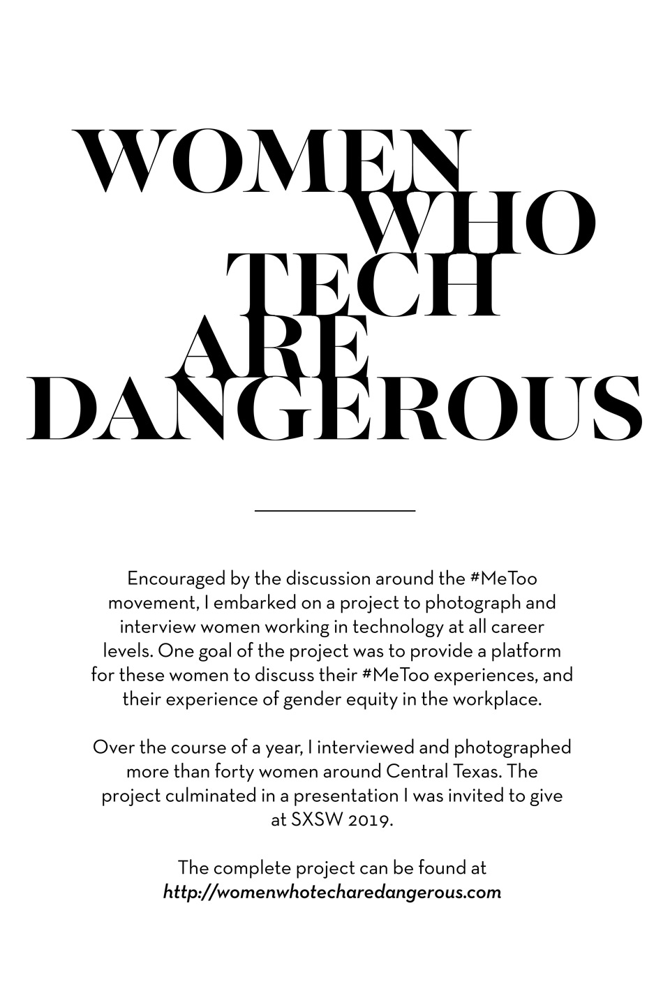 About: Text description of Women Who Tech Are Dangerous Project, by John Davidson